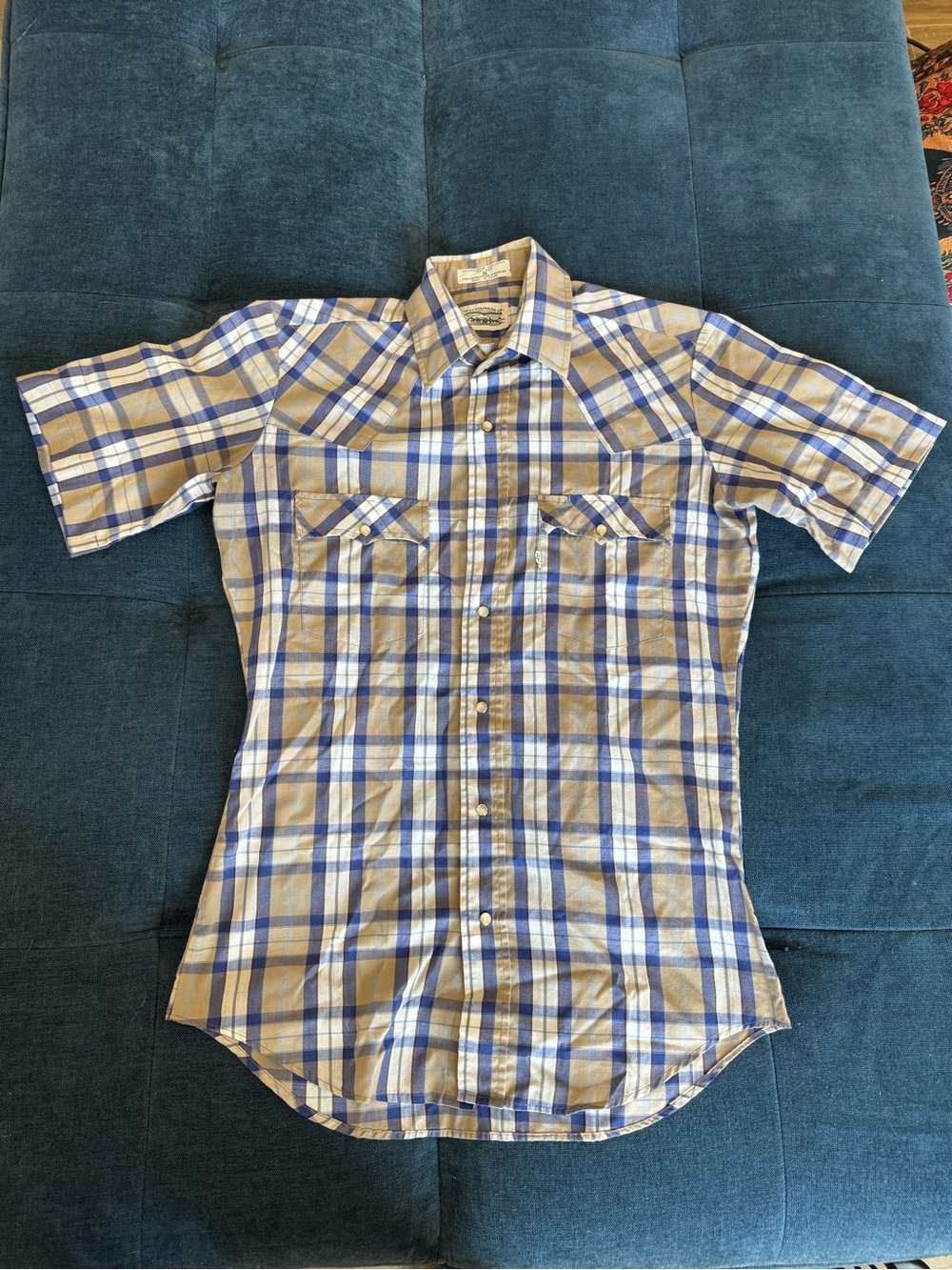 Levi's Short-Sleeve Plaid Button-Down Shirt - Blue & Tan